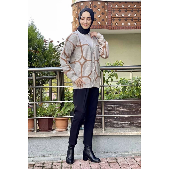 Moda Çizgi Triko Hırka