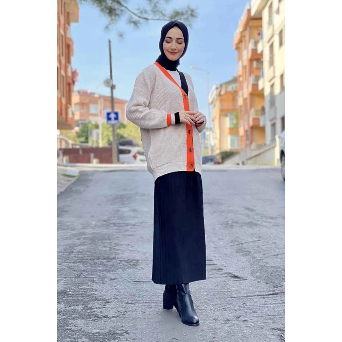 Moda Çizgi Triko Hırka