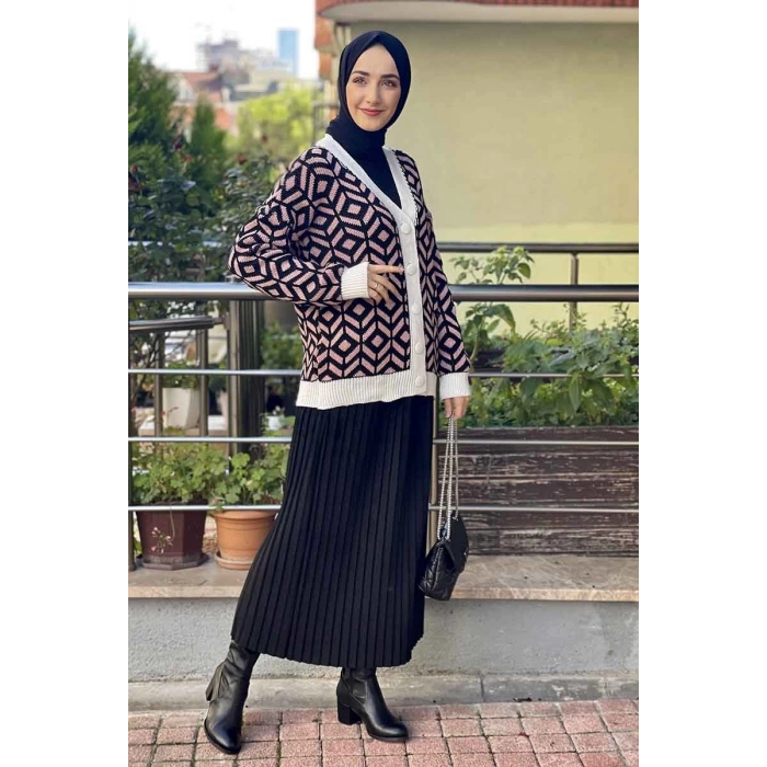 Moda Çizgi Triko Hırka