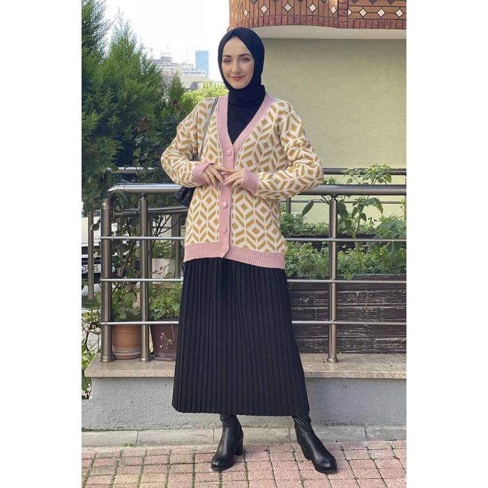 Moda Çizgi Triko Hırka