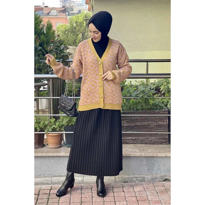 Moda Çizgi Triko Hırka