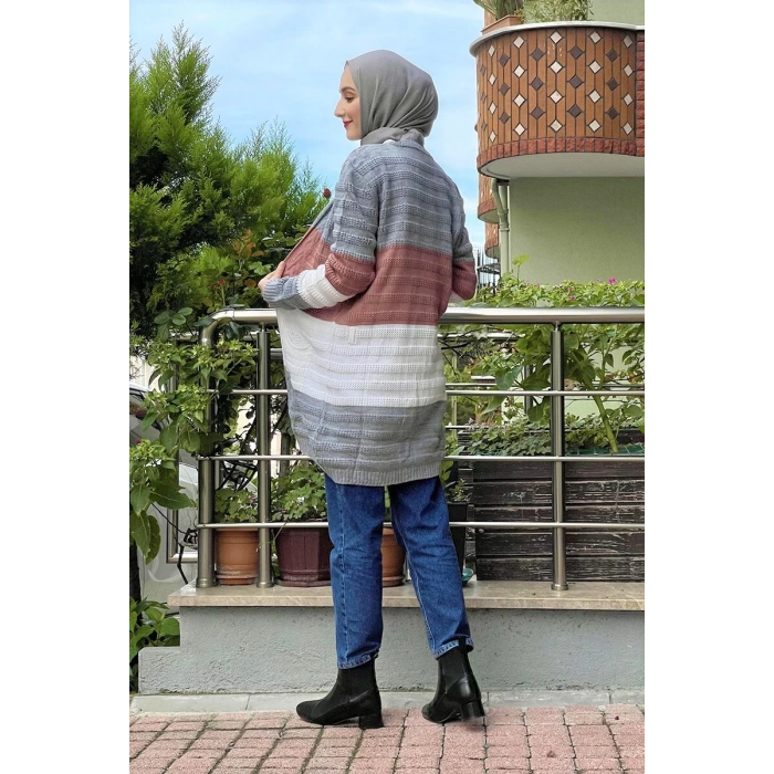 Moda Çizgi Triko Hırka