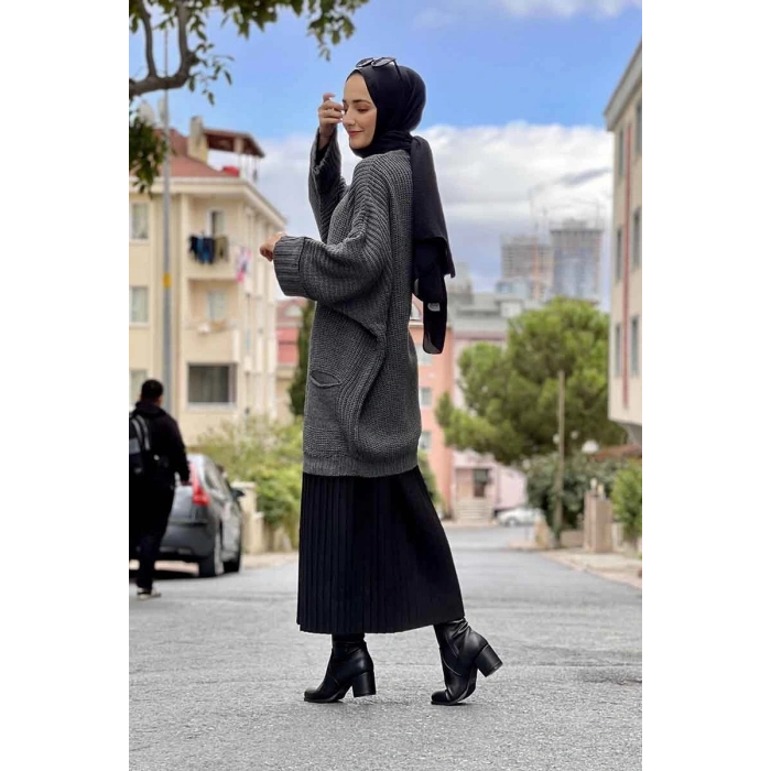 Moda Çizgi Triko Hırka