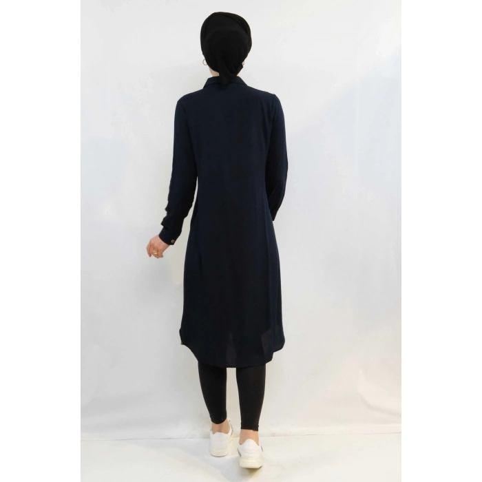 Moda Çizgi Tunik Gömlek Lacivert