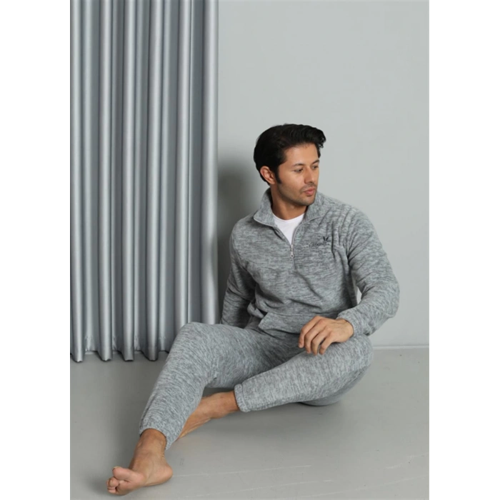 Moda Çizgi WelSoft Polar Fermuarlı Erkek Pijama Takımı 6840