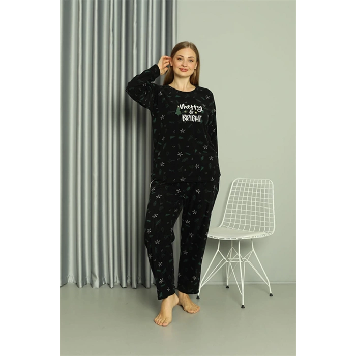 Moda Çizgi Welsoft Polar Kadın Büyük Beden Pijama Takımı 808043