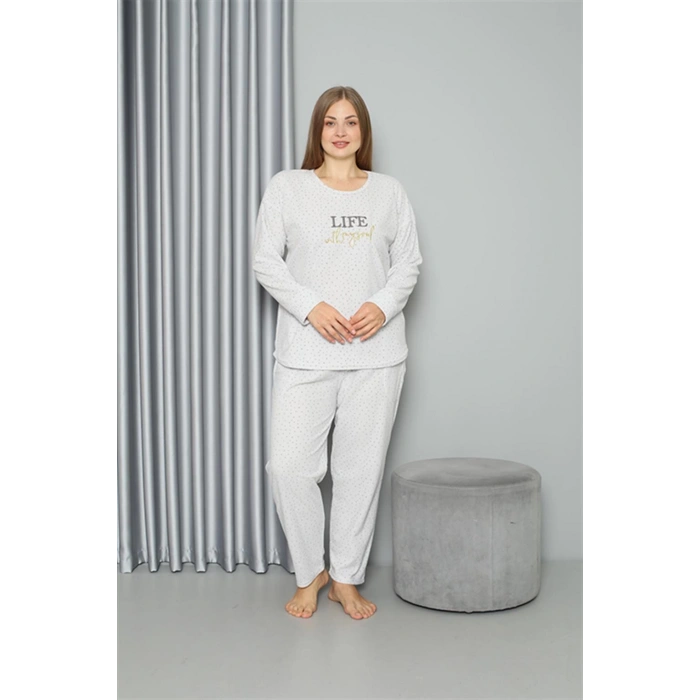 Moda Çizgi Welsoft Polar Kadın Büyük Beden Pijama Takımı 808050