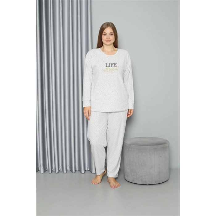 Moda Çizgi Welsoft Polar Kadın Büyük Beden Pijama Takımı 808050