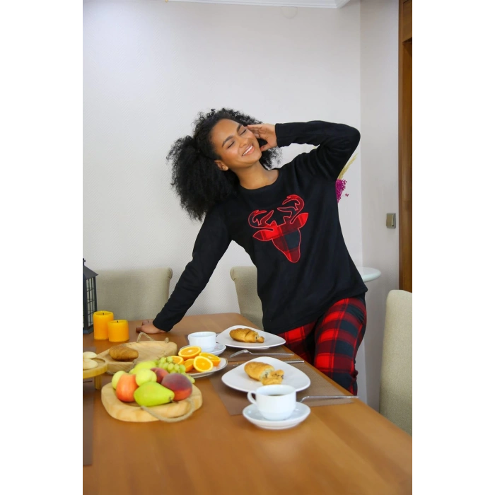 Moda Çizgi Welsoft Polar Kadın Pijama Takımı 8509