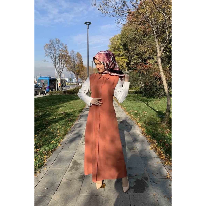 Moda Çizgi Yakalı Yelek