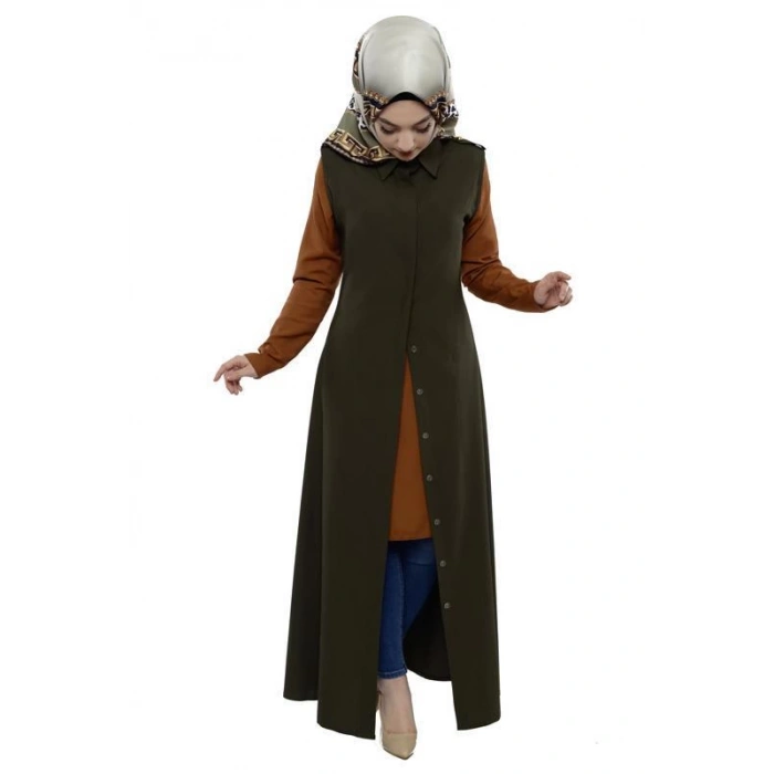 Moda Çizgi Yakalı Yelek