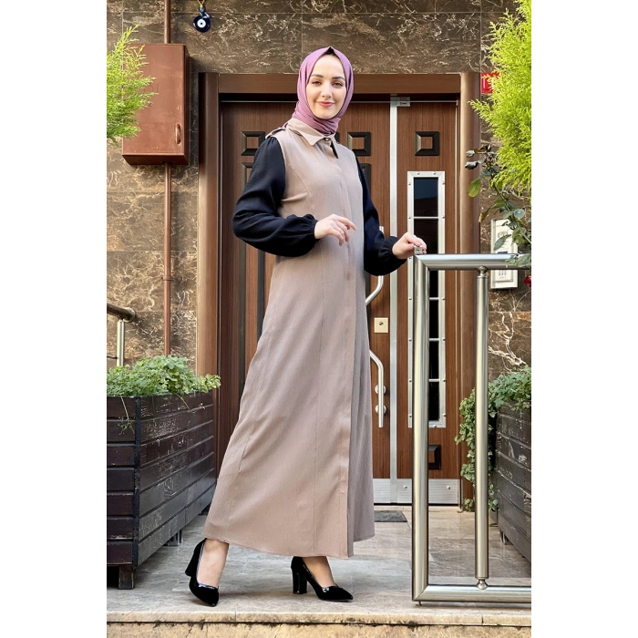 Moda Çizgi Yakalı Yelek