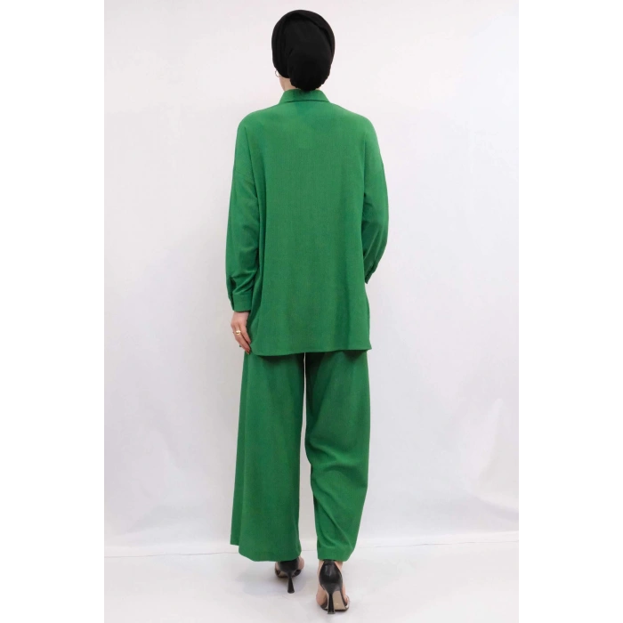 Moda Çizgi Zincir Aksesuarlı İkili Takım Yeşil