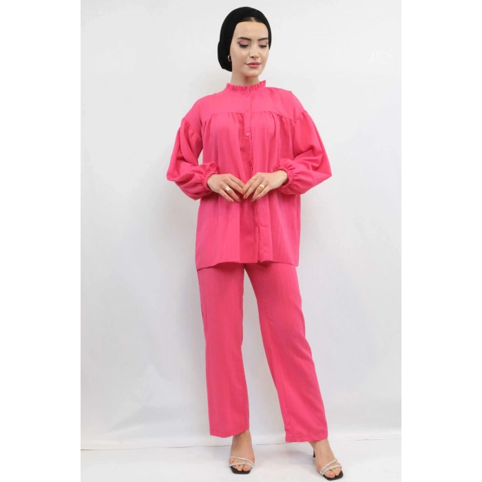 Moda Çizgili Robalı İkili Takım Pembe