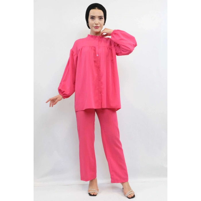 Moda Çizgili Robalı İkili Takım Pembe