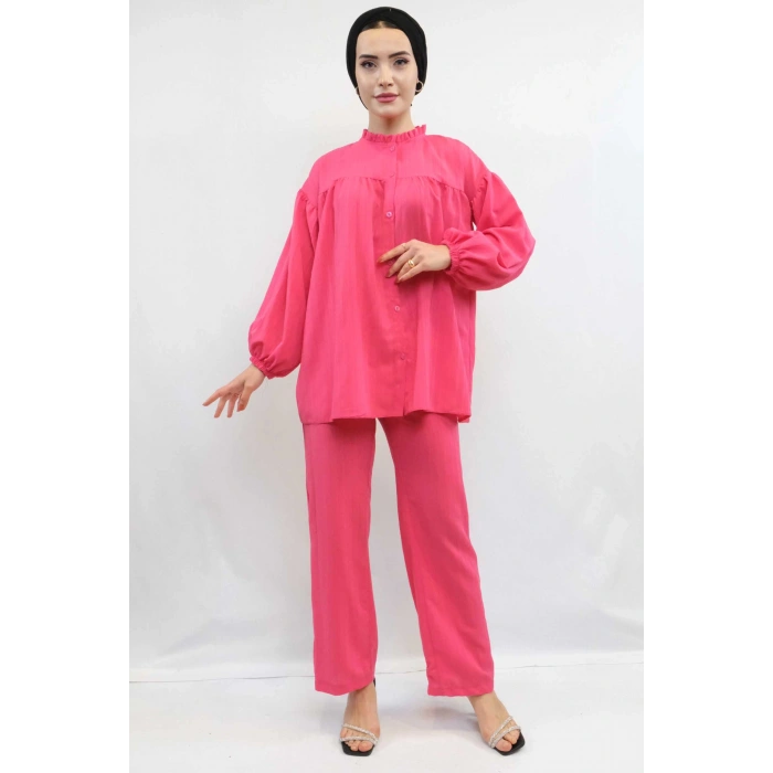 Moda Çizgili Robalı İkili Takım Pembe