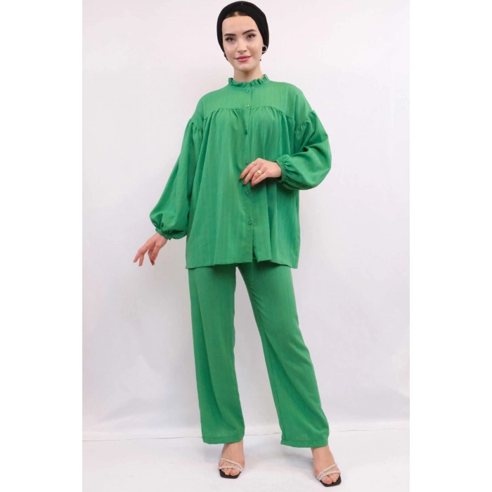 Moda Çizgili Robalı İkili Takım Yeşil