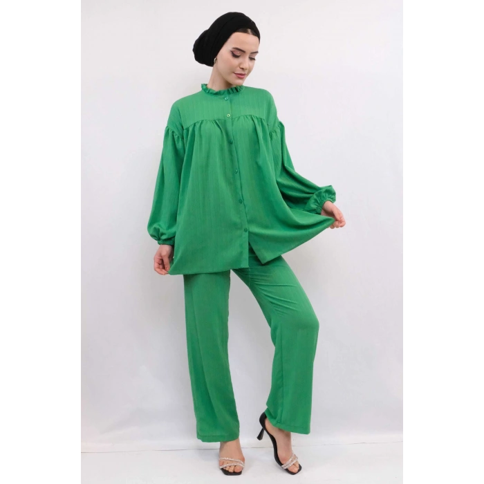 Moda Çizgili Robalı İkili Takım Yeşil