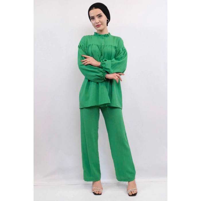 Moda Çizgili Robalı İkili Takım Yeşil