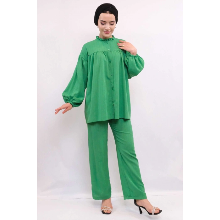 Moda Çizgili Robalı İkili Takım Yeşil