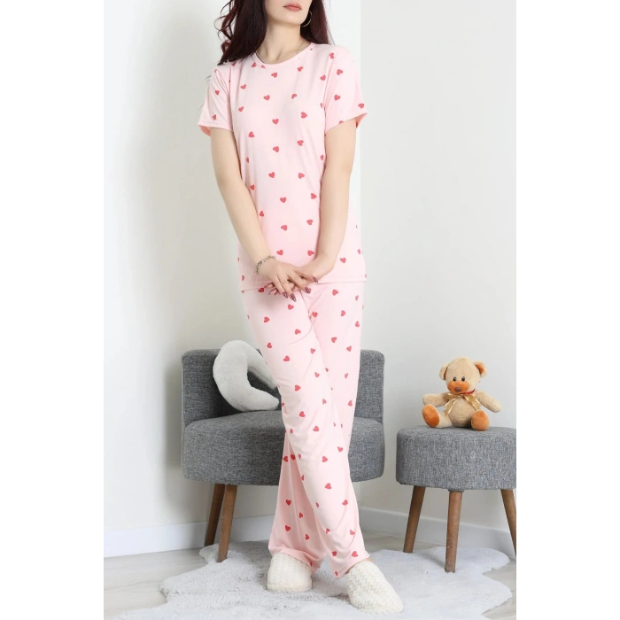 Modal Alt Üst Aynı Pijama Takımı Kalpli - 782.1287.