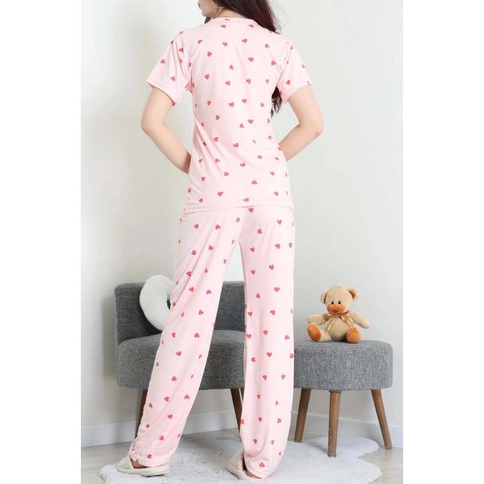 Modal Alt Üst Aynı Pijama Takımı Kalpli - 782.1287.