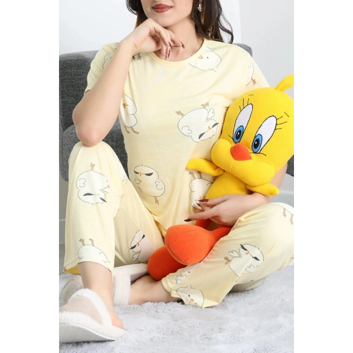 Modal Alt Üst Aynı Pijama Takımı Sarıcivciv - 782.1287.