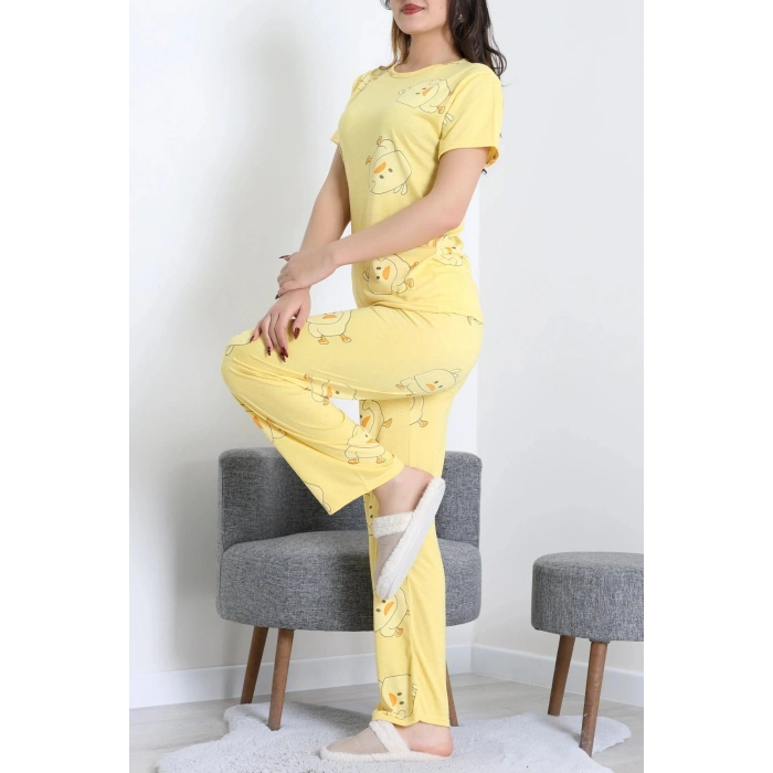 Modal Alt Üst Aynı Pijama Takımı Sarıördek - 782.1287.