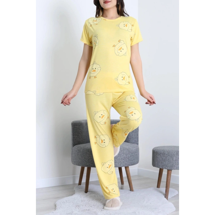 Modal Alt Üst Aynı Pijama Takımı Sarıördek - 782.1287.