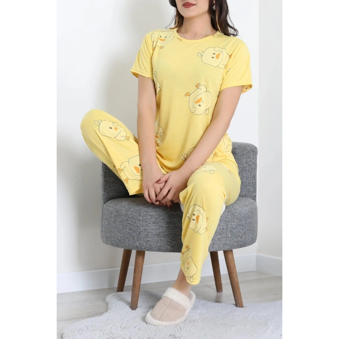 Modal Alt Üst Aynı Pijama Takımı Sarıördek - 782.1287.
