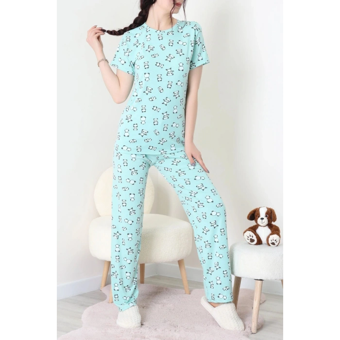 Modal Alt Üst Aynı Pijama Takımı Yeşilpanda - 782.1287.
