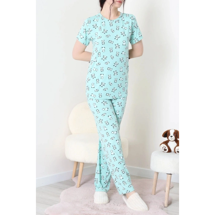Modal Alt Üst Aynı Pijama Takımı Yeşilpanda - 782.1287.