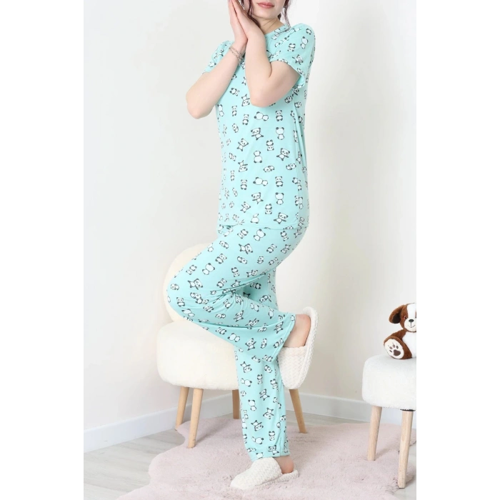Modal Alt Üst Aynı Pijama Takımı Yeşilpanda - 782.1287.
