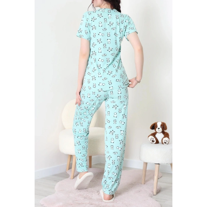 Modal Alt Üst Aynı Pijama Takımı Yeşilpanda - 782.1287.