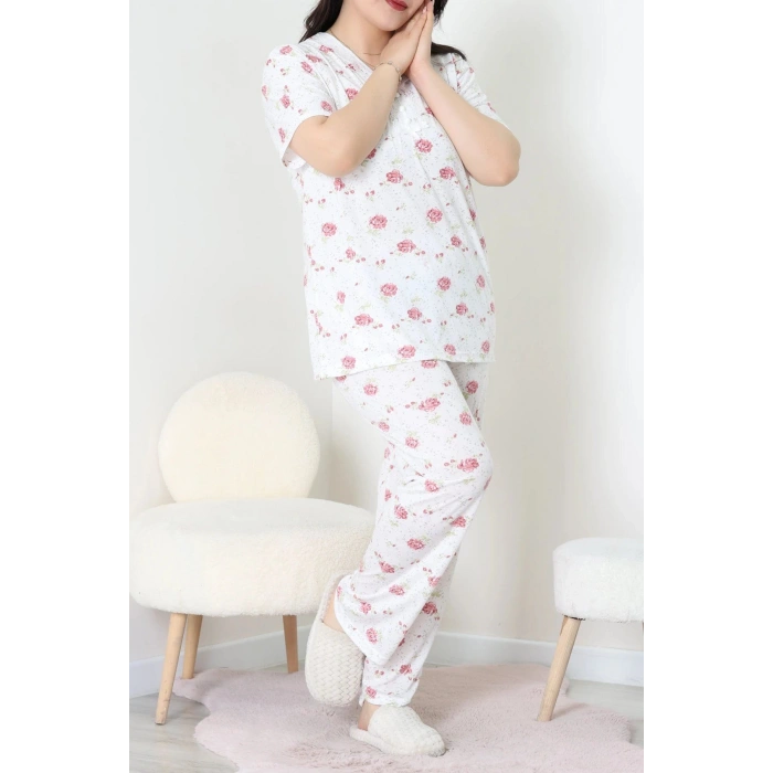 Modal Büyük Beden Pijama Takımı Beyazgül - 775.1287.
