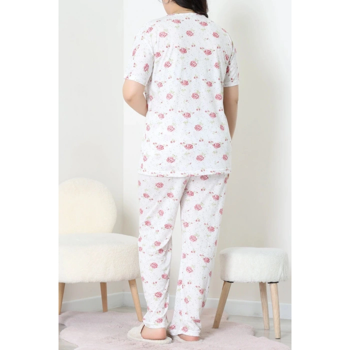 Modal Büyük Beden Pijama Takımı Beyazgül - 775.1287.