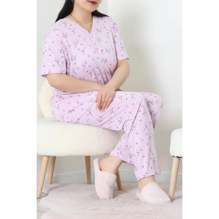 Modal Büyük Beden Pijama Takımı Lila - 775.1287.