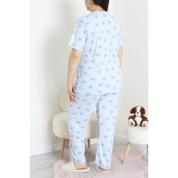 Modal Büyük Beden Pijama Takımı Maviçiçek - 775.1287.