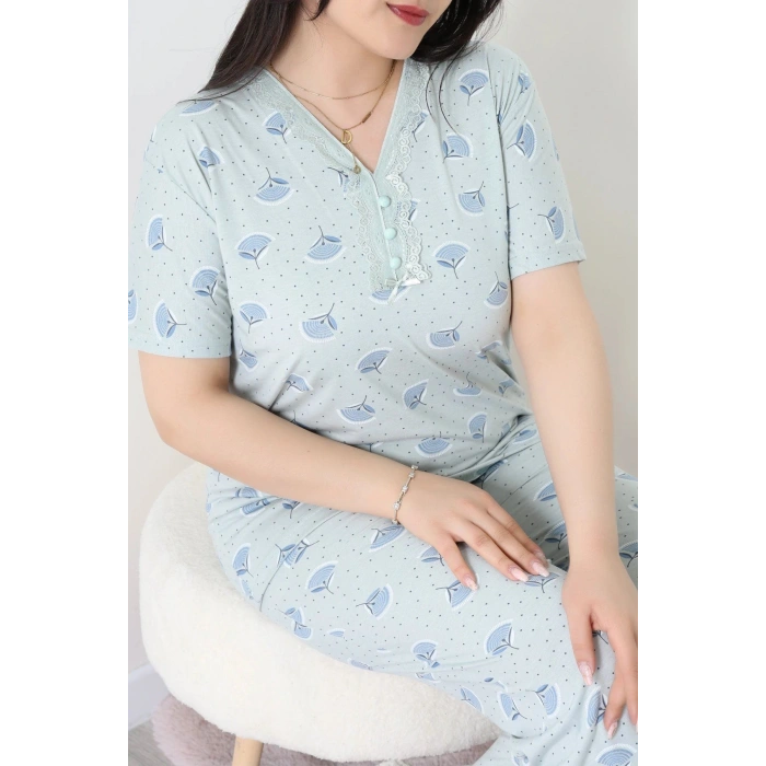 Modal Büyük Beden Pijama Takımı Mint - 775.1287.