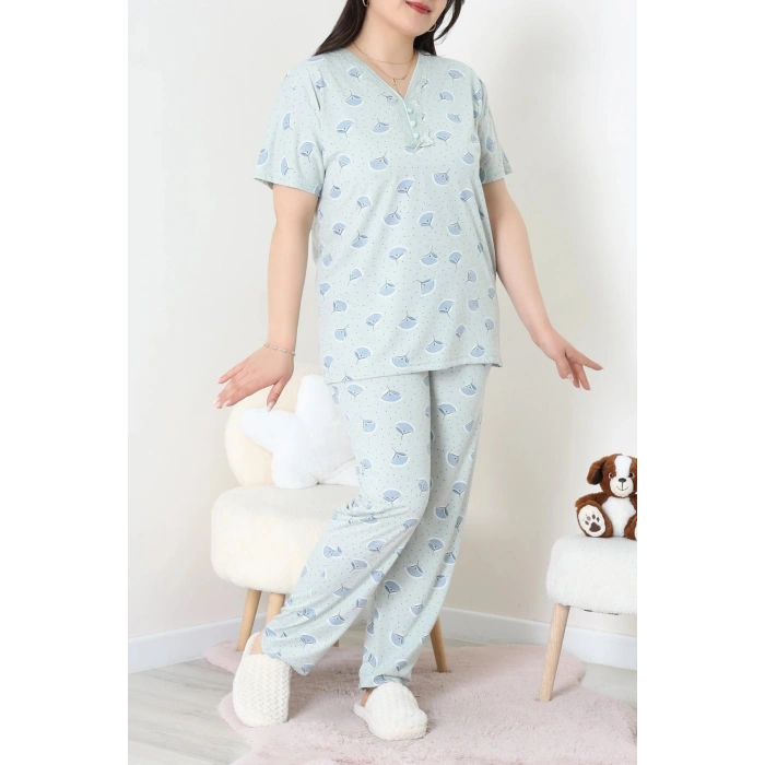 Modal Büyük Beden Pijama Takımı Mint - 775.1287.