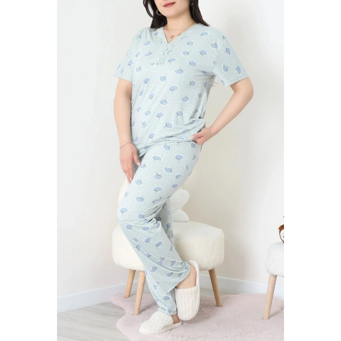 Modal Büyük Beden Pijama Takımı Mint - 775.1287.