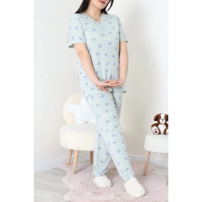 Modal Büyük Beden Pijama Takımı Mint - 775.1287.