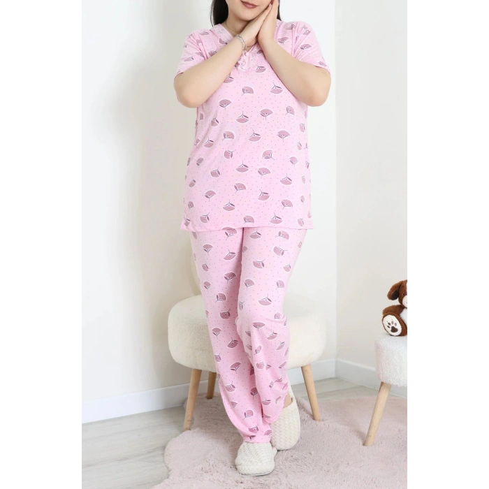 Modal Büyük Beden Pijama Takımı Pembeçiçek - 775.1287.