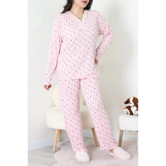 Modal Büyük Beden Pijama Takımı Pudraçiçek - 773.1287.