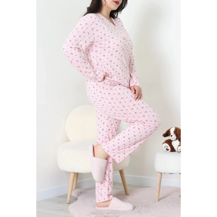 Modal Büyük Beden Pijama Takımı Pudraçiçek - 773.1287.