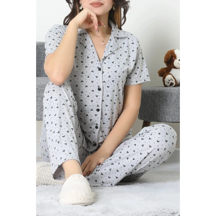 Modal Düğmeli Pijama Takımı Grikalp - 789.1287.
