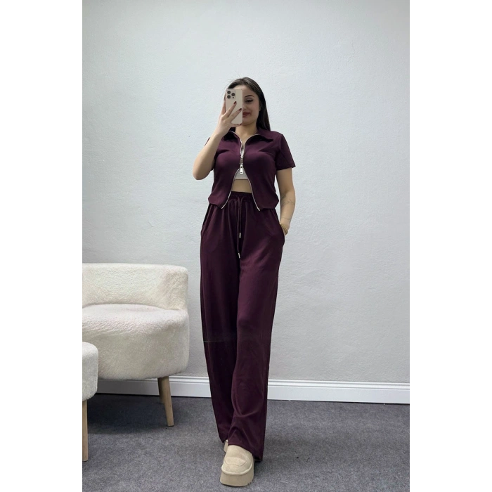 Modal Fermuarlı Eşofman Takımı Bordo - 42921.1567.