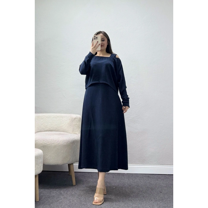 Modal Kumaş Bluzlu İkili Takım İndigo - 4179.1247.