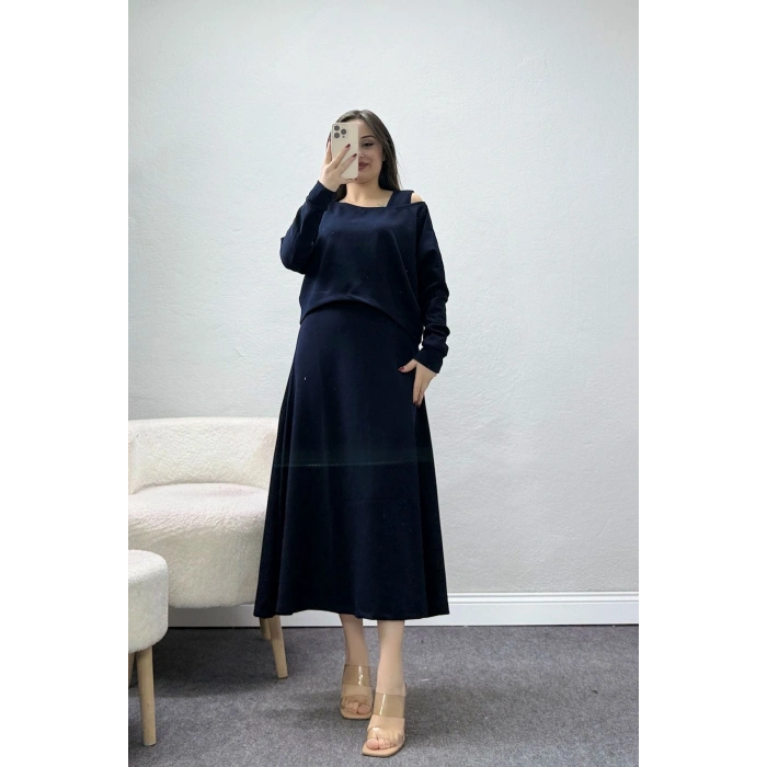 Modal Kumaş Bluzlu İkili Takım Lacivert - 4179.1247.