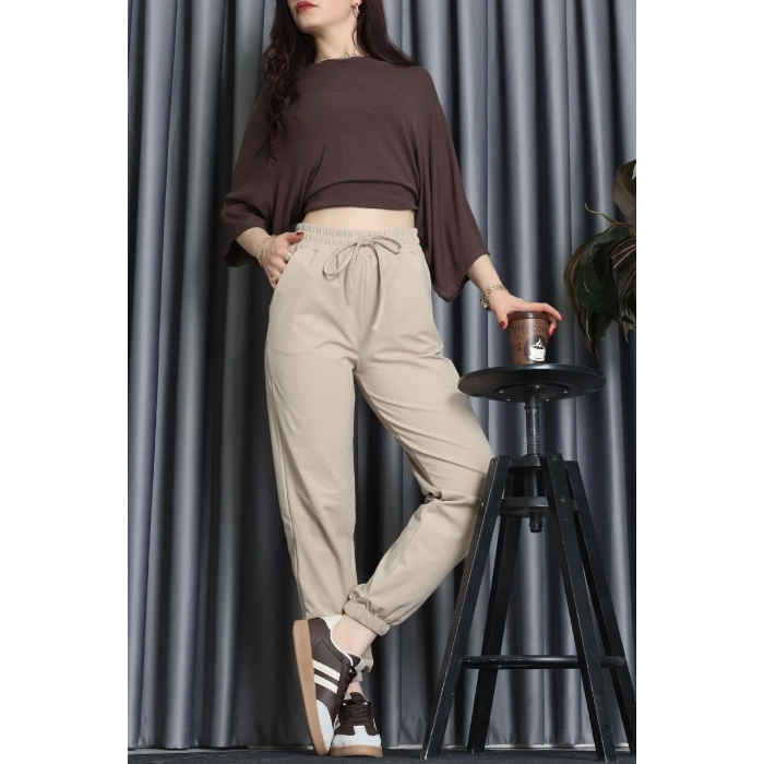 Modal Kumaş Jogger Pantolon Bej - 31591.444.